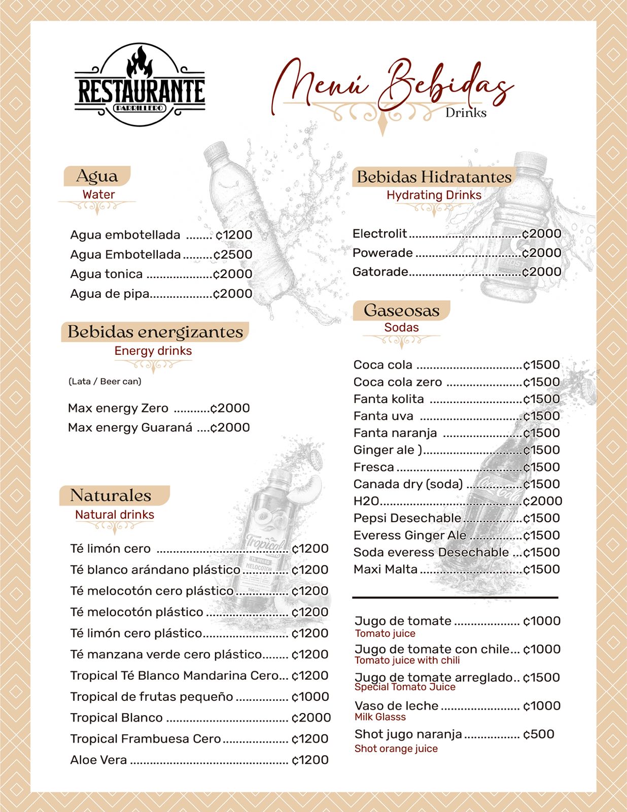 Menú de bebidas — página 2